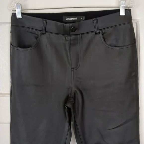 Betabrand Faux Leather Pants Medium Black 31X25 - Picture 5 of 14